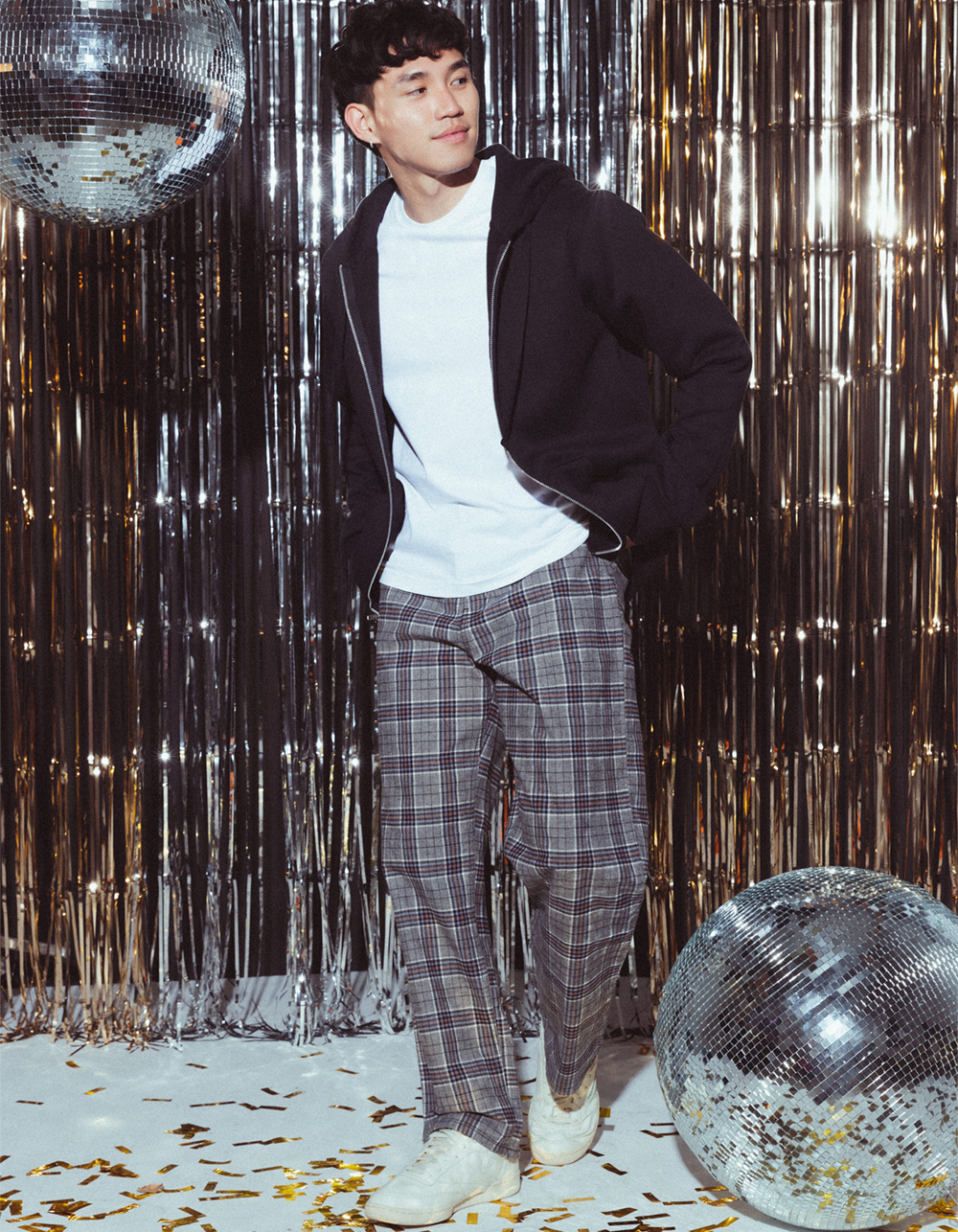 RSQ Mens Loose Plaid Pants - GRAY/BLACK