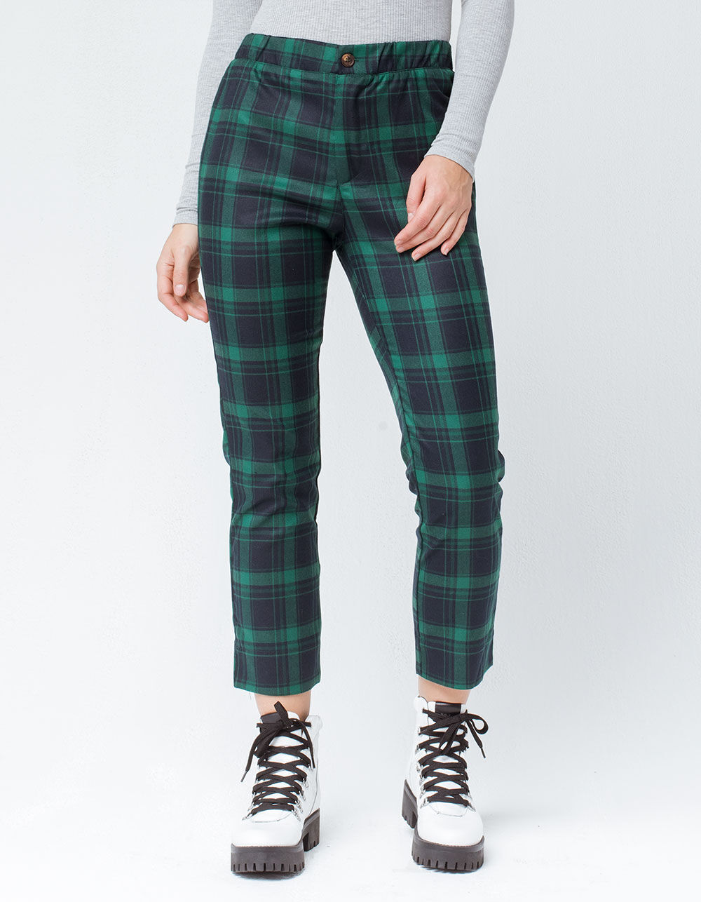 SKY AND SPARROW Crop Plaid Womens Pants 