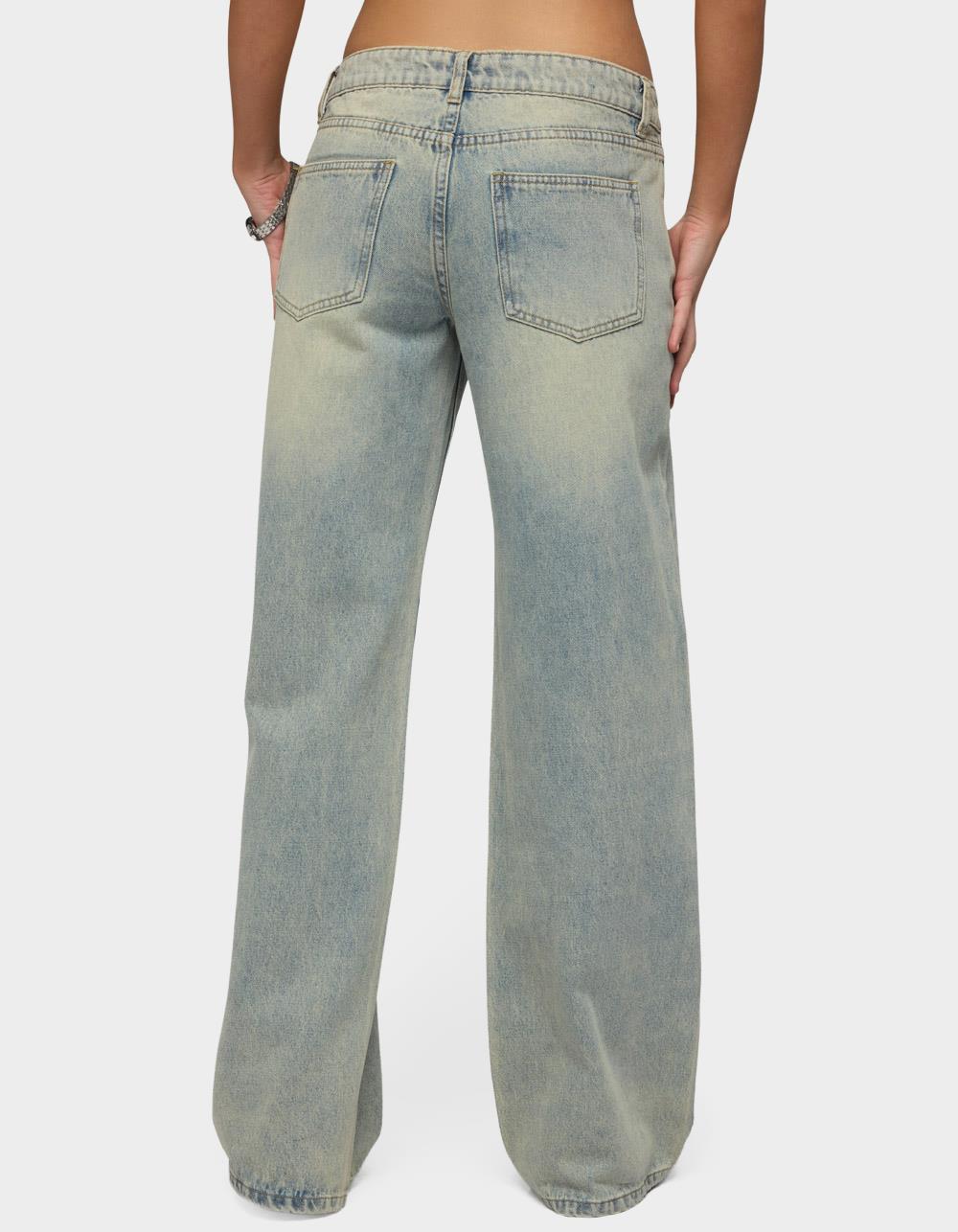 EDIKTED Holly Low Rise Straight Leg Jeans - BLUE