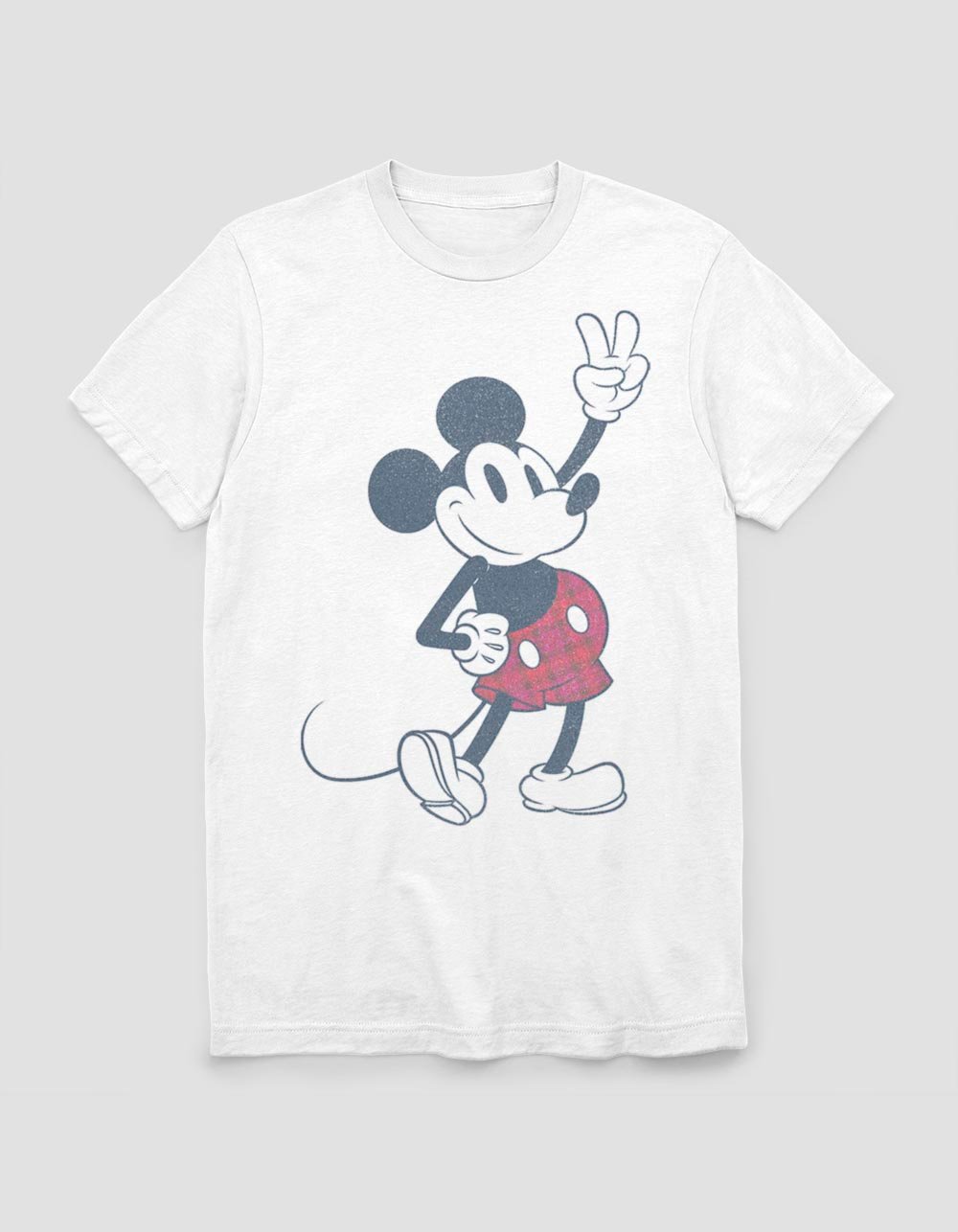 DISNEY Plaid Mickey Unisex Tee - WHITE
