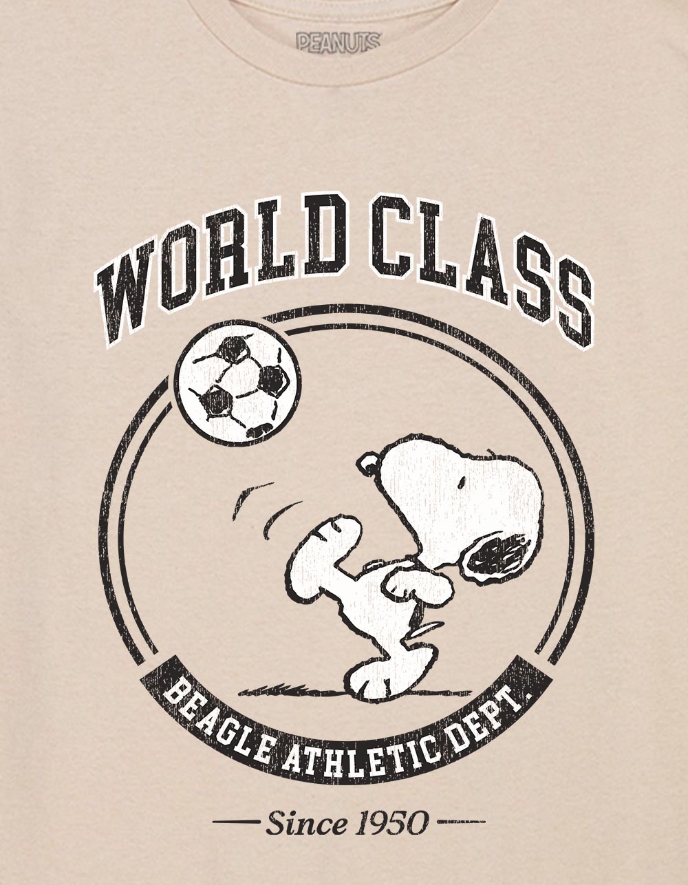 PEANUTS World Class Soccer Snoopy Unisex Kids Tee - SAND