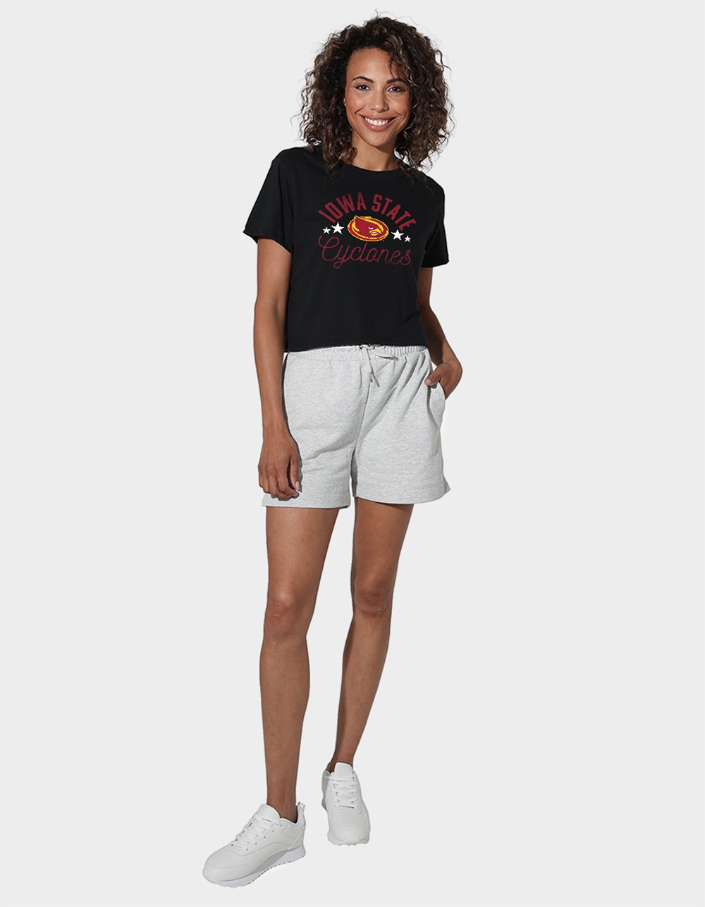 IOWA STATE UNIVERSITY Cyclones Womens Cropped Tee - BLACK