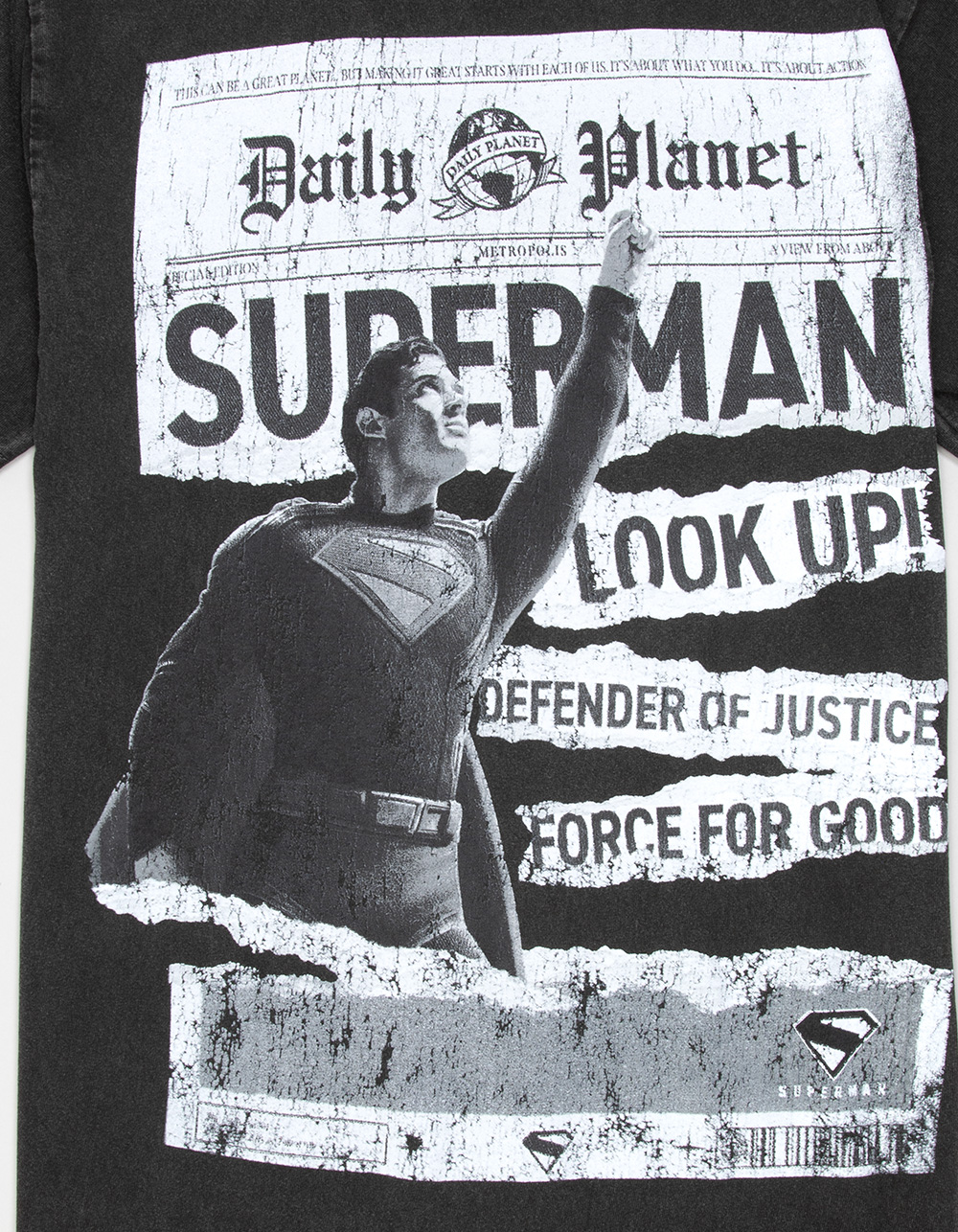 SUPERMAN Tabloid Mens Tee - WASHED BLACK