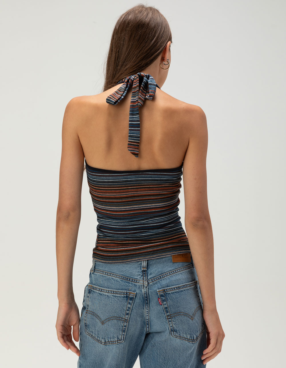 RSQ Womens Stripe Halter Top - BLUE COMBO