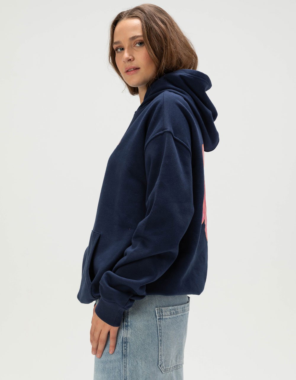 FULL TILT Hibiscus Womens Hoodie - NAVY