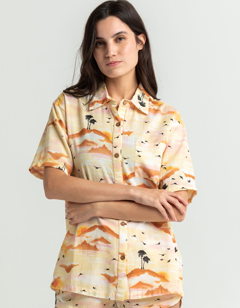 BILLABONG Mystic Beach Womens Button Up Shirt - SAND | Tillys