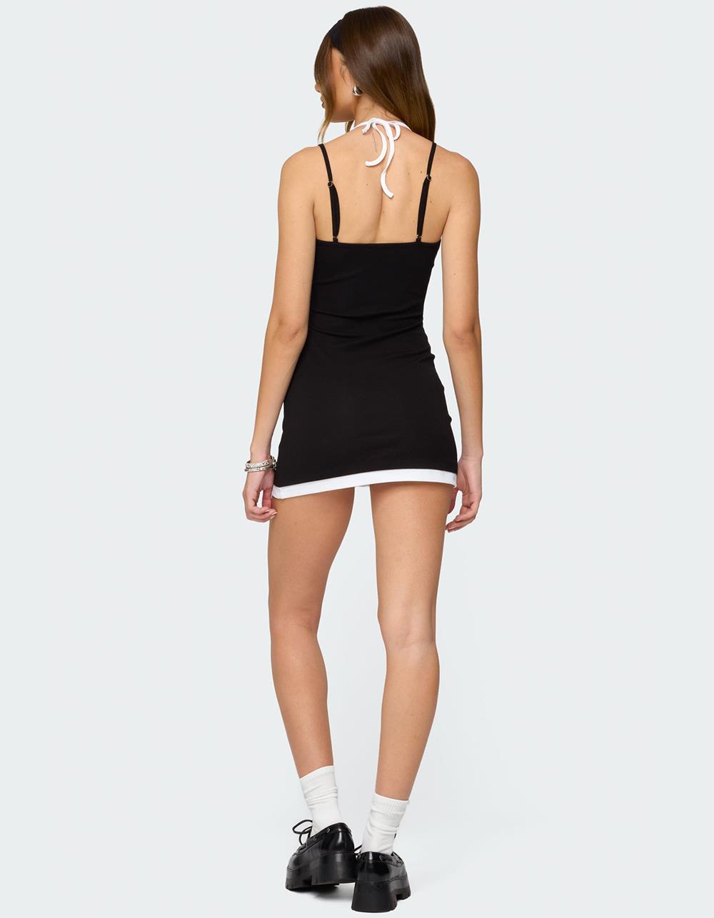 EDIKTED Contrast Layered Look Halter Mini Dress