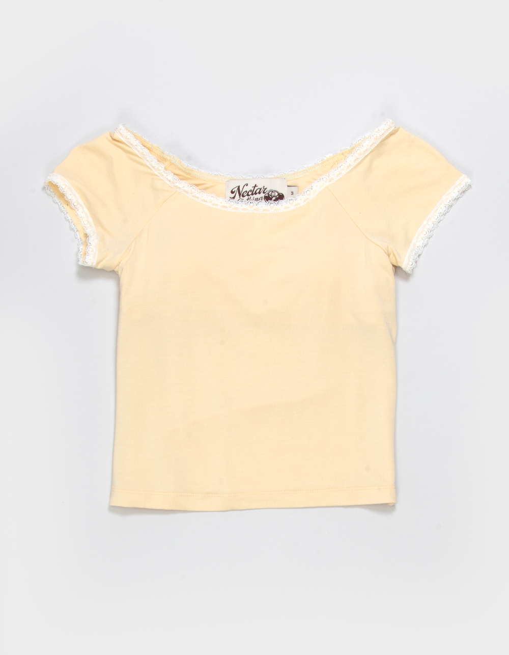 NECTAR CLOTHING Girls Lace Trim Top - YELLOW