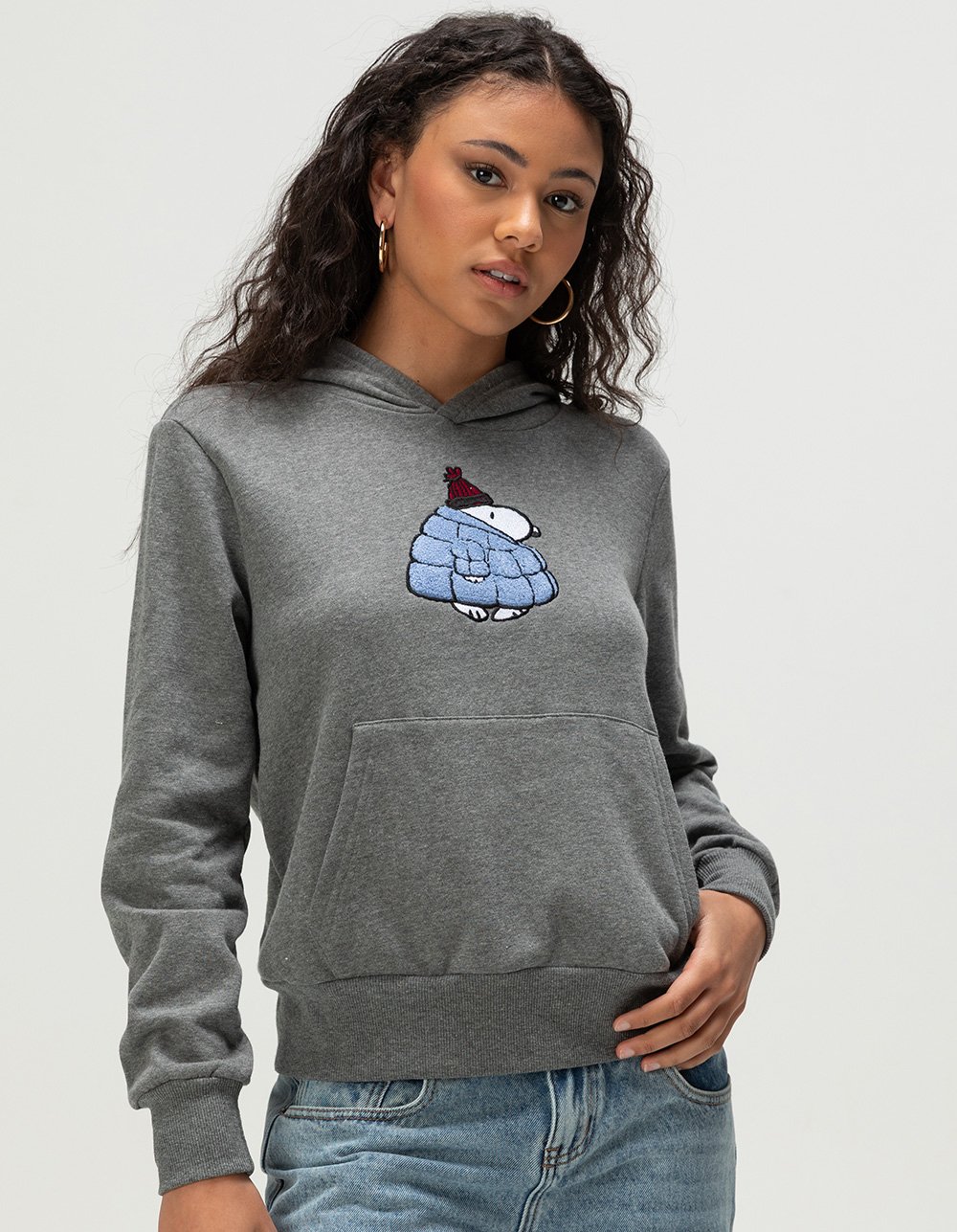 PEANUTS Snoopy Puffer Womens Hoodie - GRAY