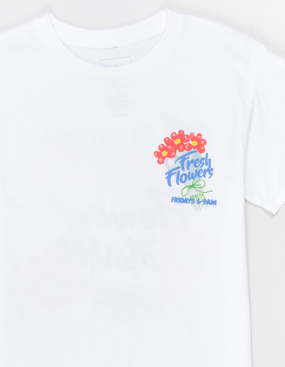 FULL TILT Flower Market Puff Ink Girls Boyfriend Tee - WHITE