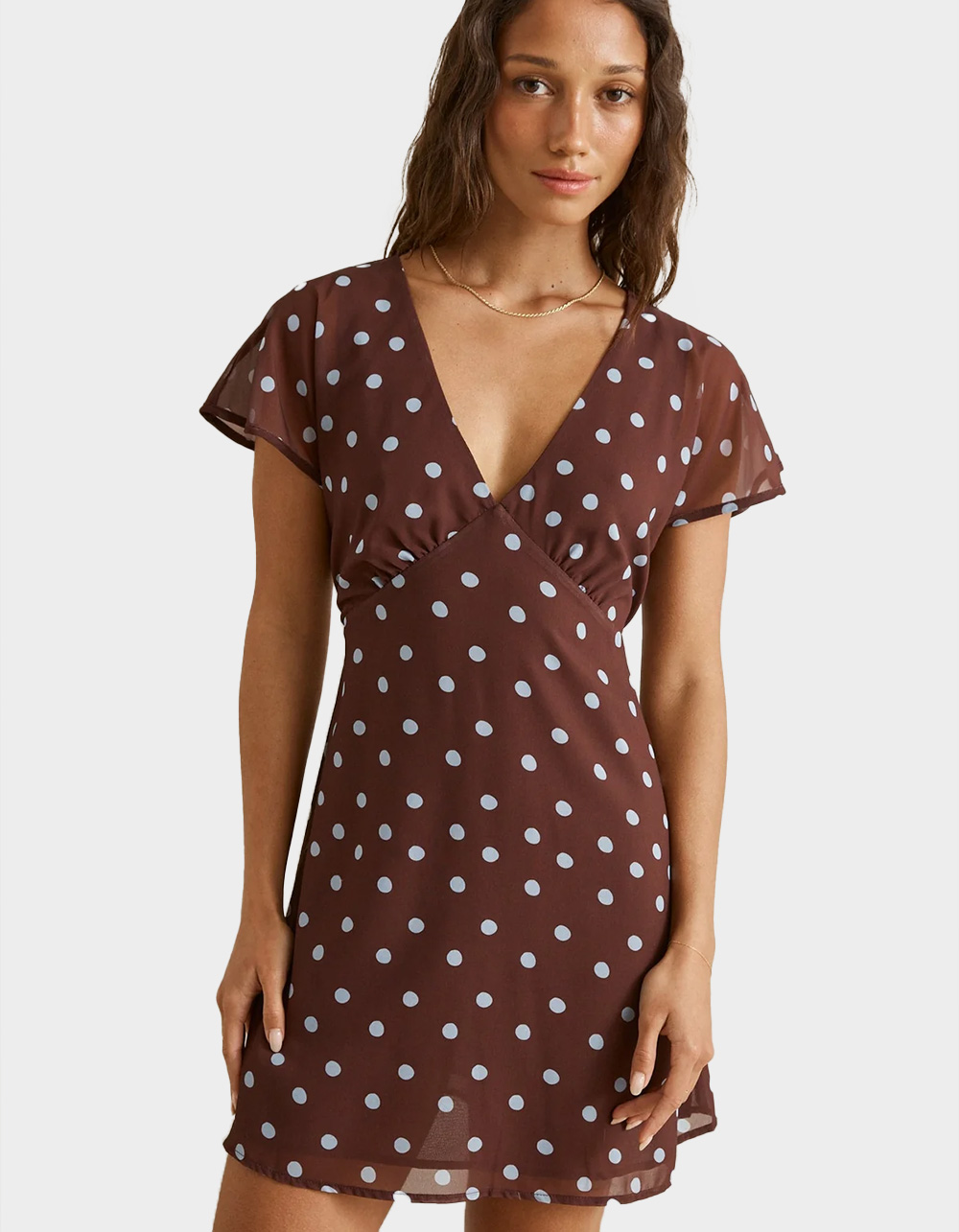 RHYTHM Penny Womens Mini Dress - BROWN