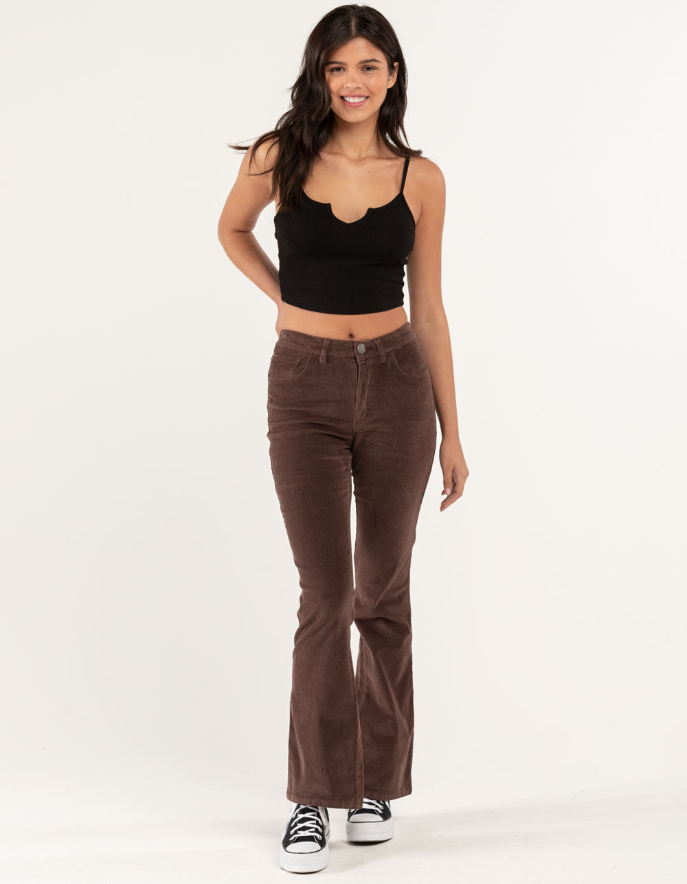 RSQ Womens High Rise Corduroy Flare Pants - BROWN