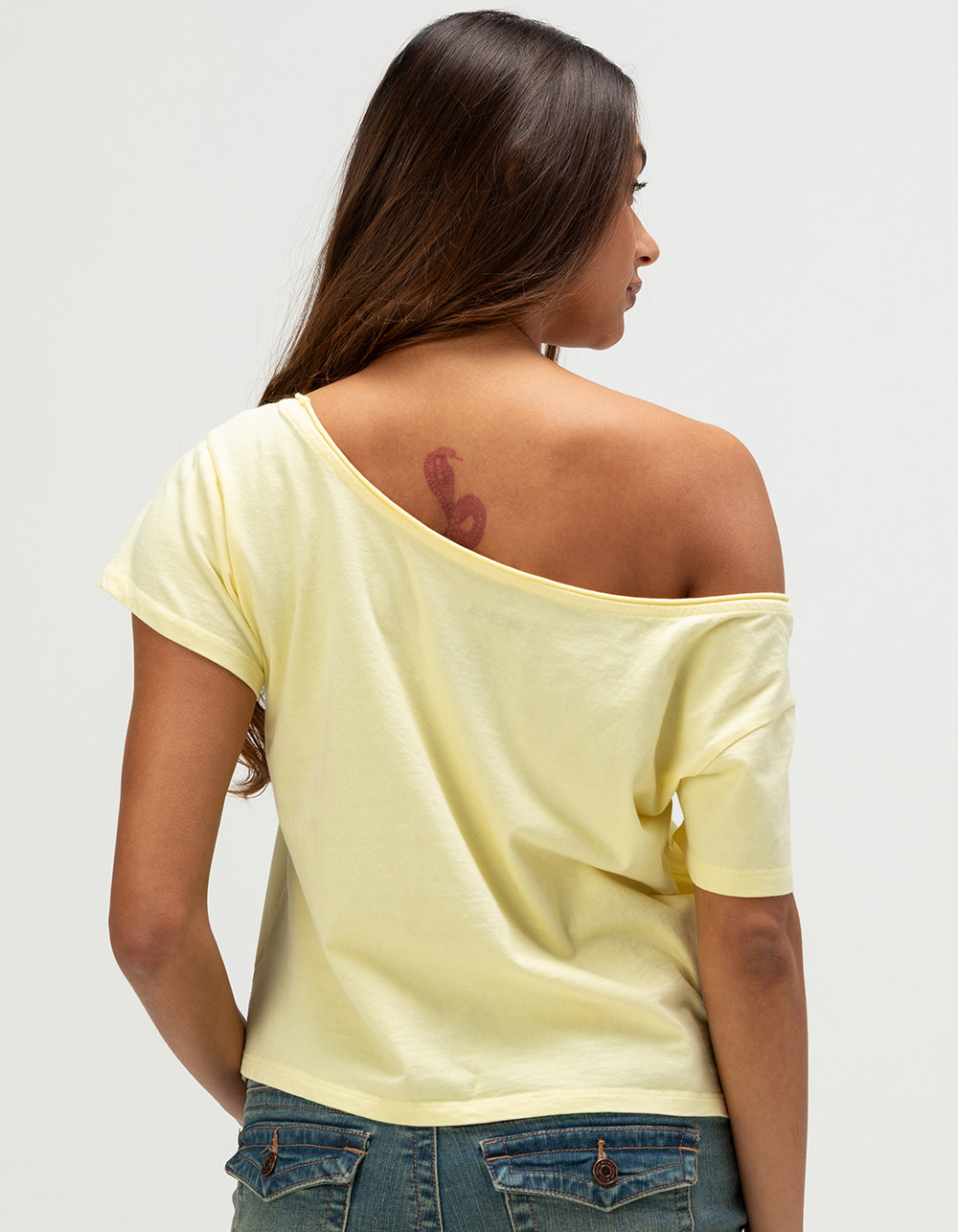 FULL TILT Womens Off The Shoulder Lily Tee - YELLOW