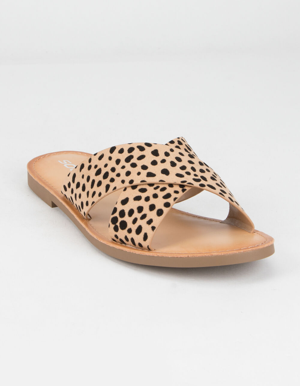 SODA Crisscross Cheetah Womens Slide Sandals image number 0