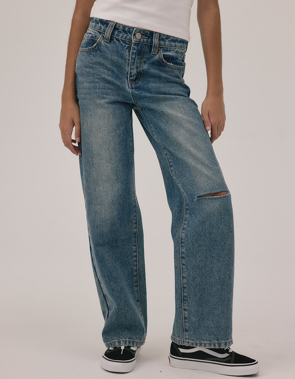 RSQ High Rise Wide Leg Girls Jeans - Dark Wash