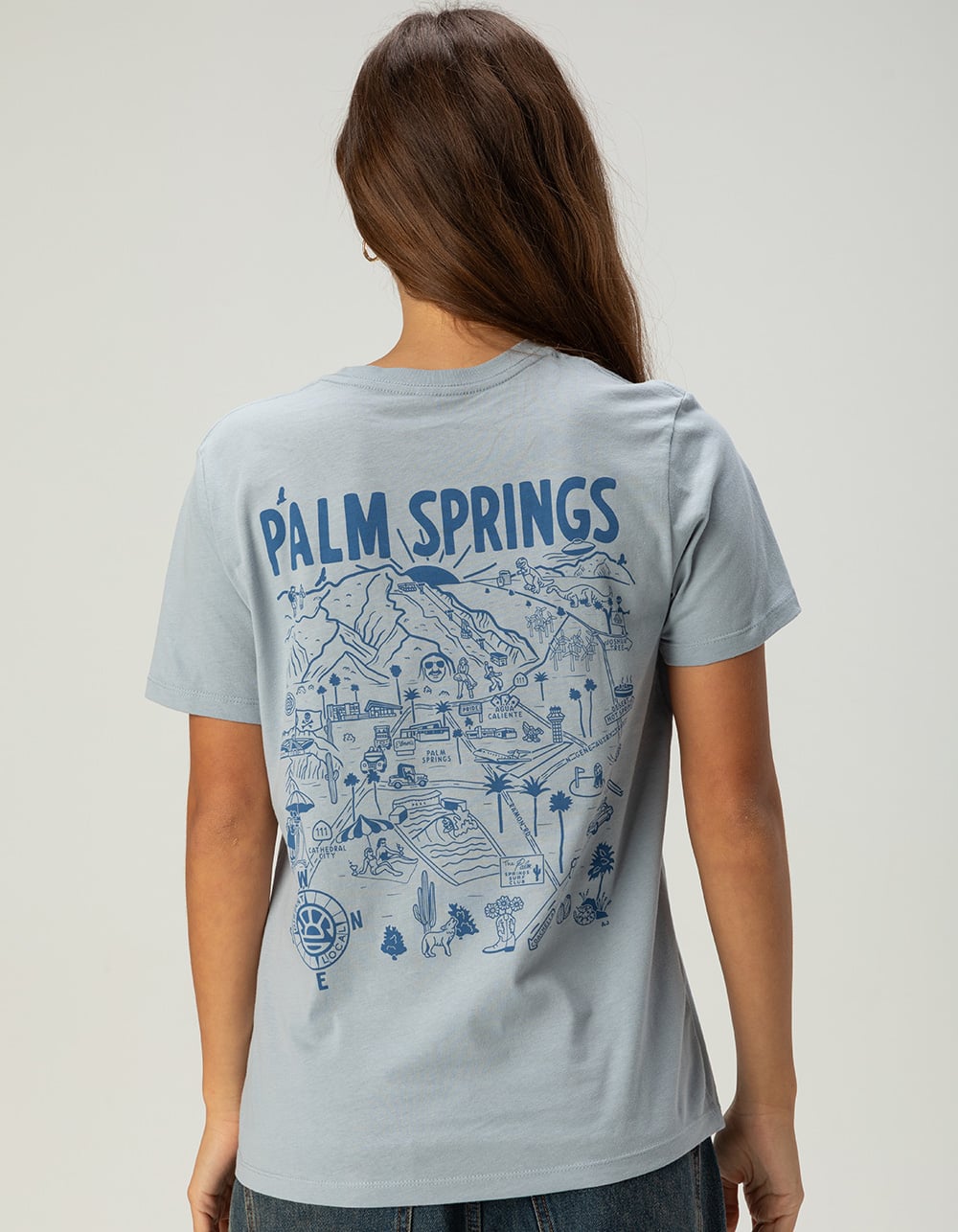 DISTANT LOCAL Palm Springs Womens Tee - LIGHT BLUE