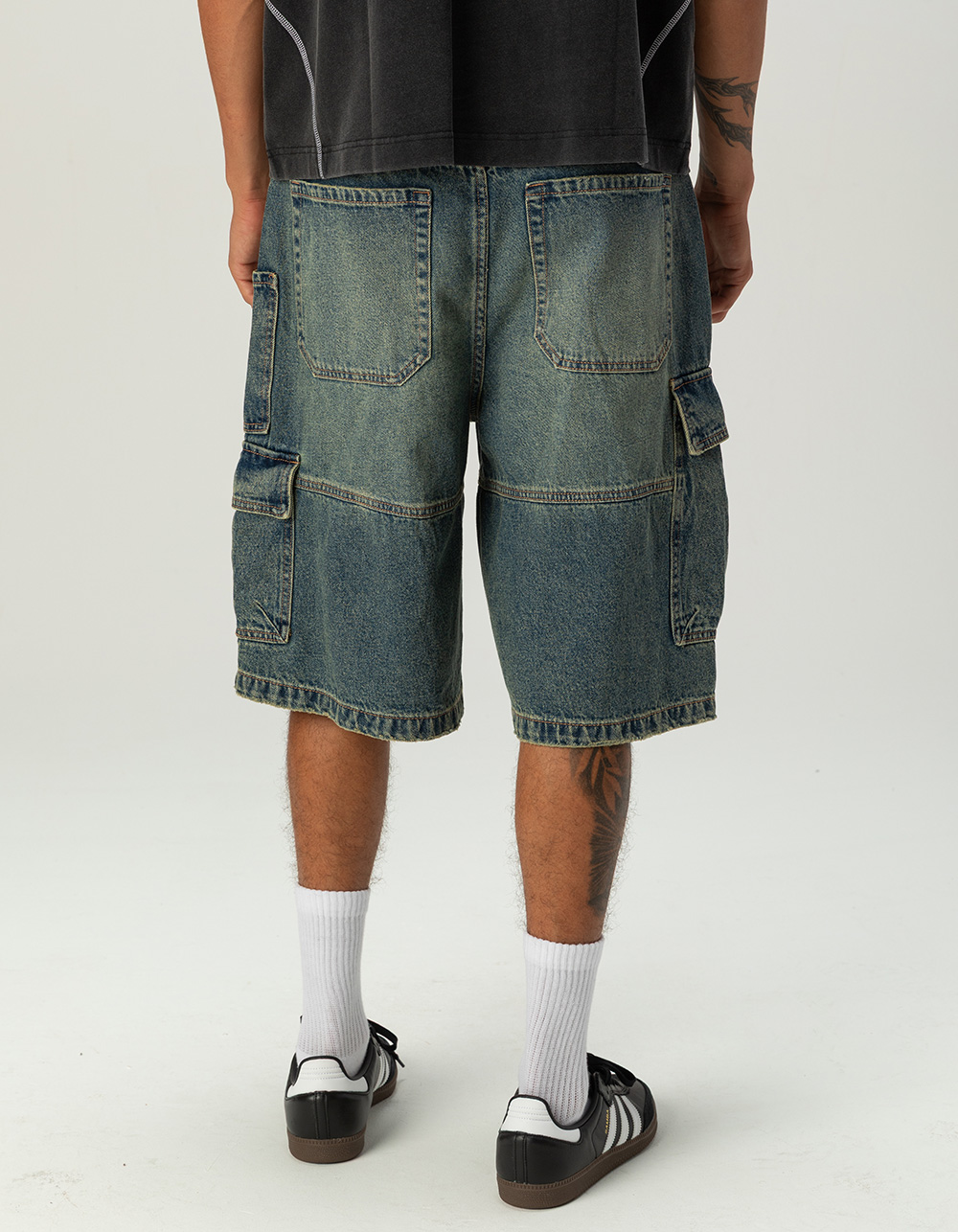 RSQ Mens Baggy Cargo Jorts - TINTED DENIM