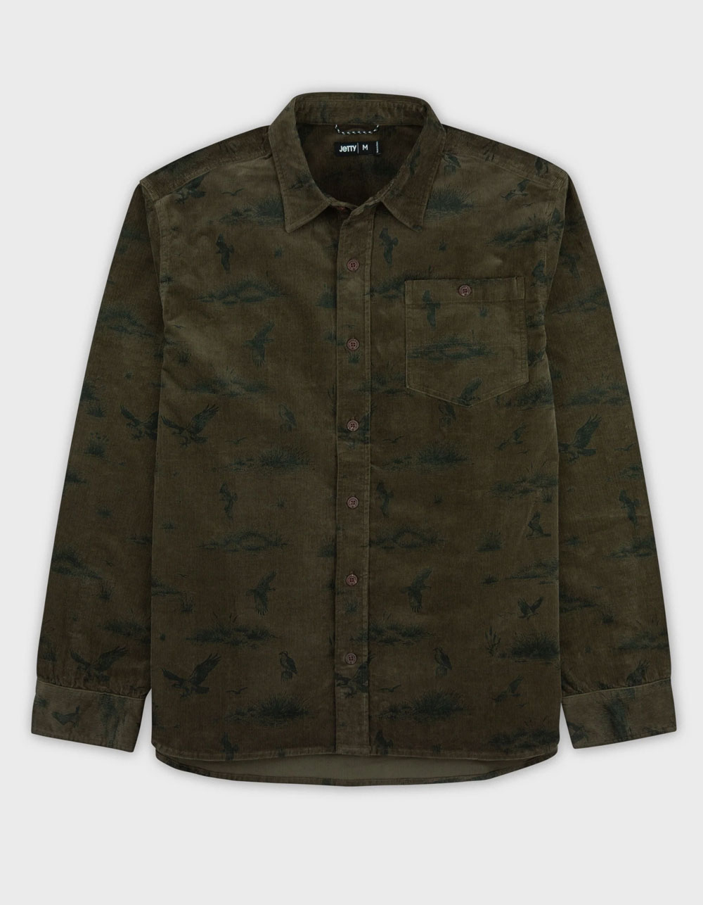 JETTY Shoals Mens Corduroy Button Up Shirt - OLIVE