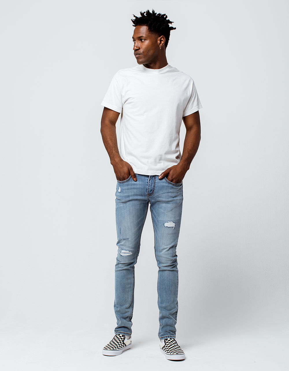 RSQ Tokyo Super Skinny Mens Ripped Stretch Jeans image number 4