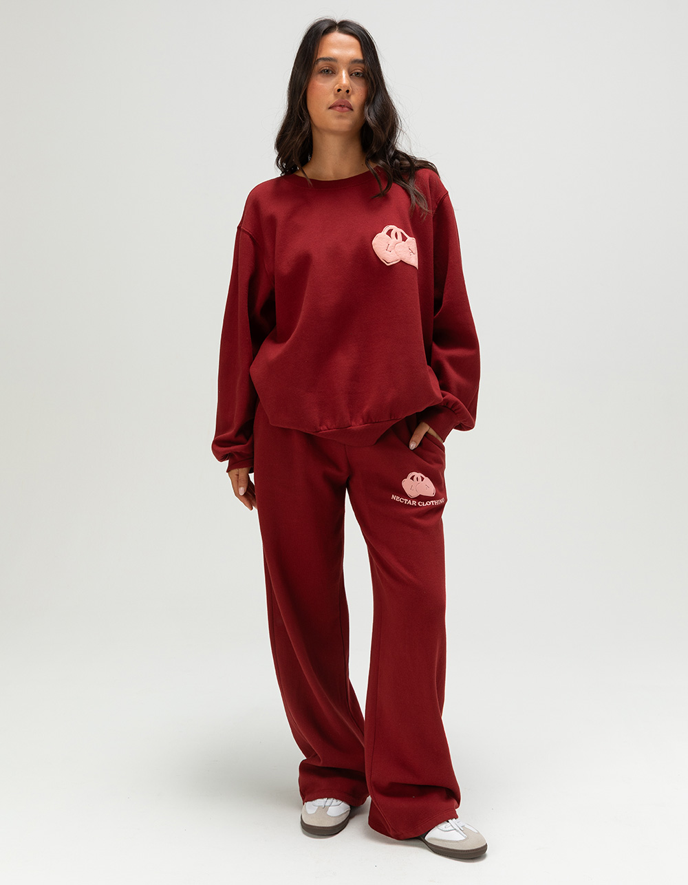 NECTAR CLOTHING California Womens Wide Leg Sweatpants - BURGUNDY