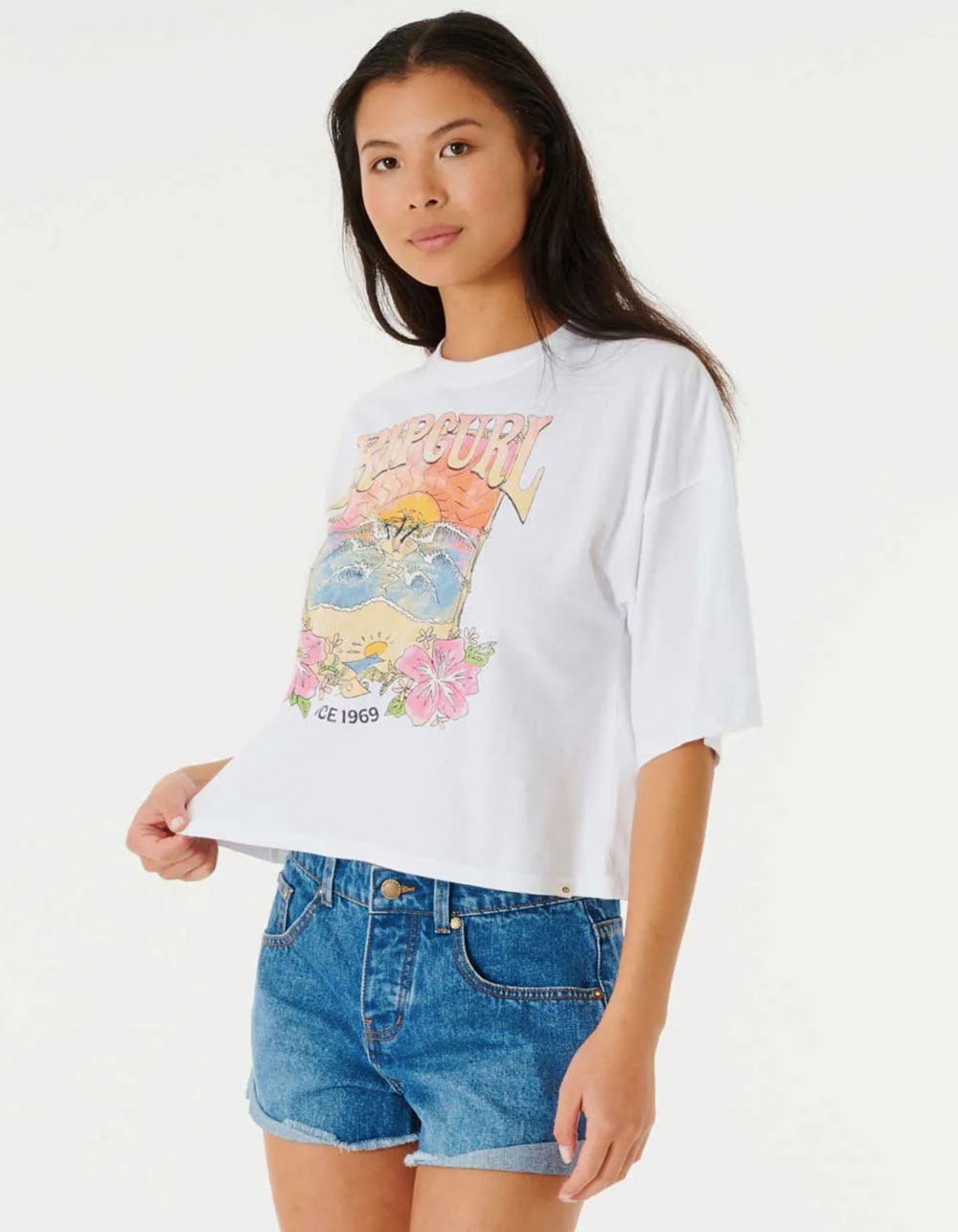 RIP CURL Barrelled Womens | WHITE Tee - Tillys Heritage Crop