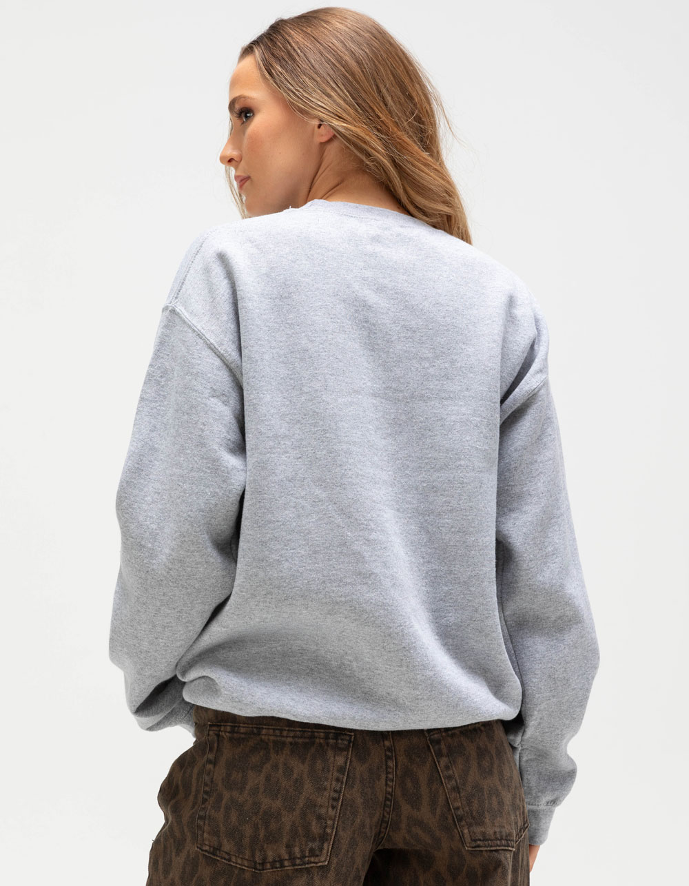 JUNK FOOD Kansas City Chiefs Backfield Womens Crewneck Sweatshirt - HEATHER GRAY