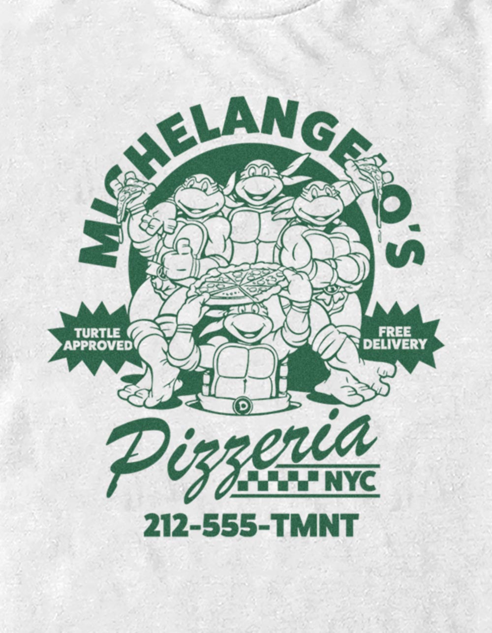 TEENAGE MUTANT NINJA TURTLES Pizzeria Turtle Approved Unisex Tee - WHITE