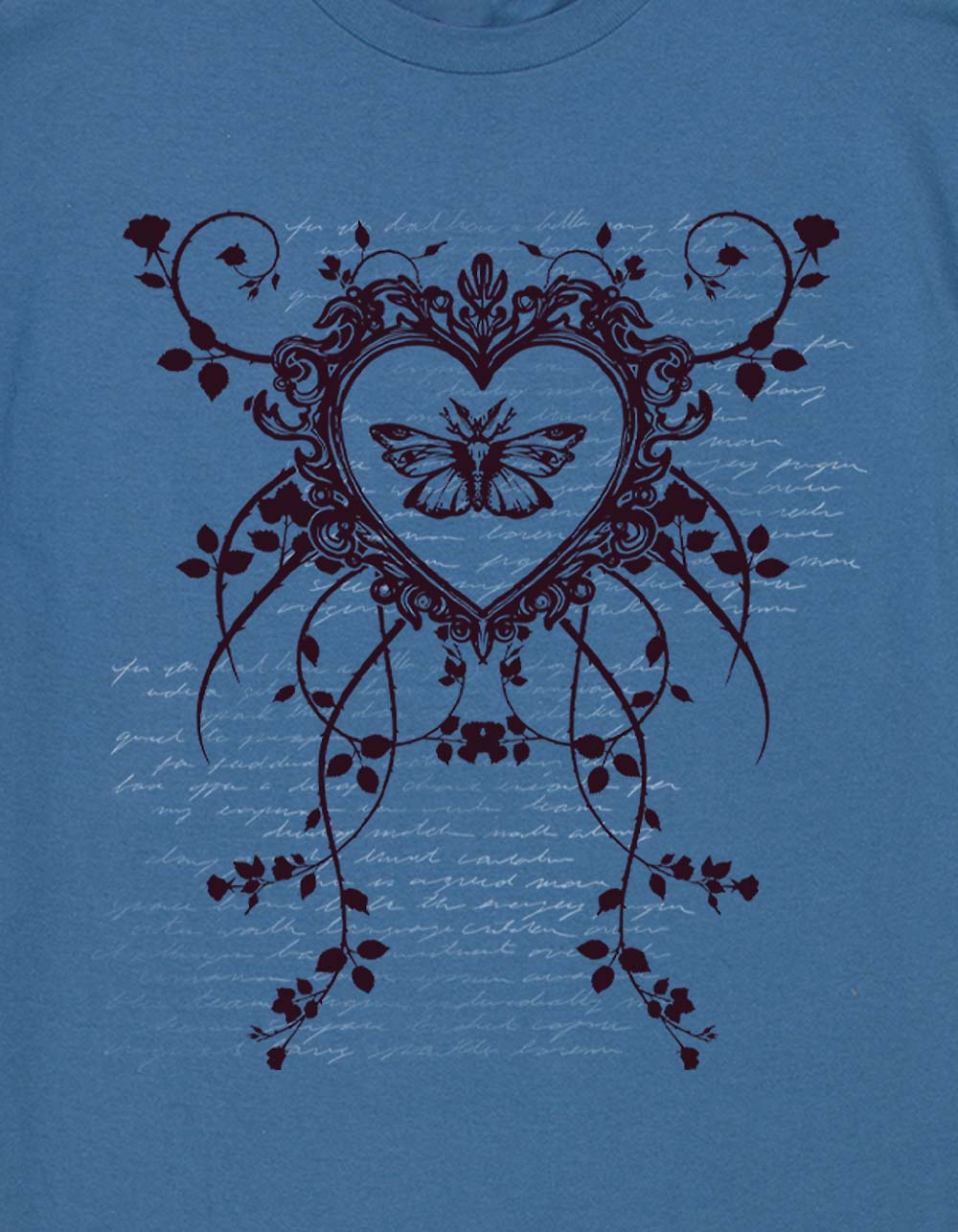 BUTTERFLY Heart Script Unisex Tee - INDIGO