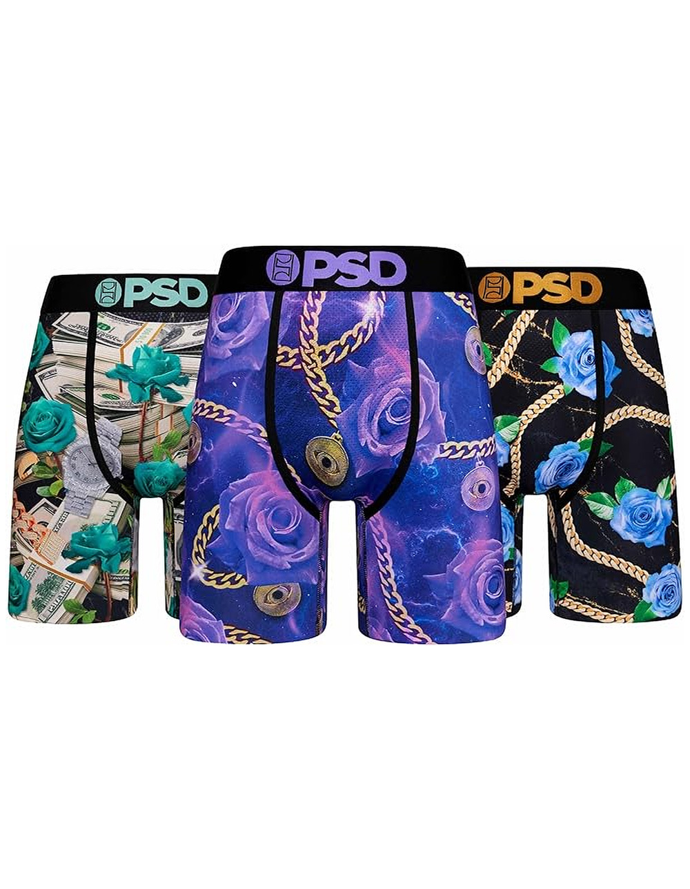 PSD Rich Roses 3 Pack Mens Boxer Briefs - MULTI