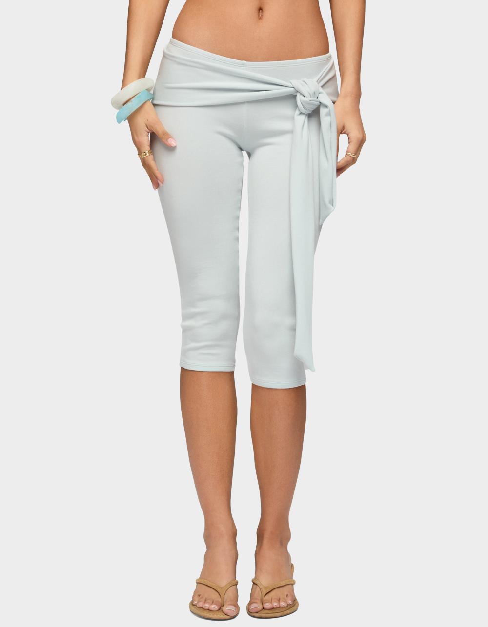EDIKTED Adara Tie Capri Pants - LIGHT BLUE