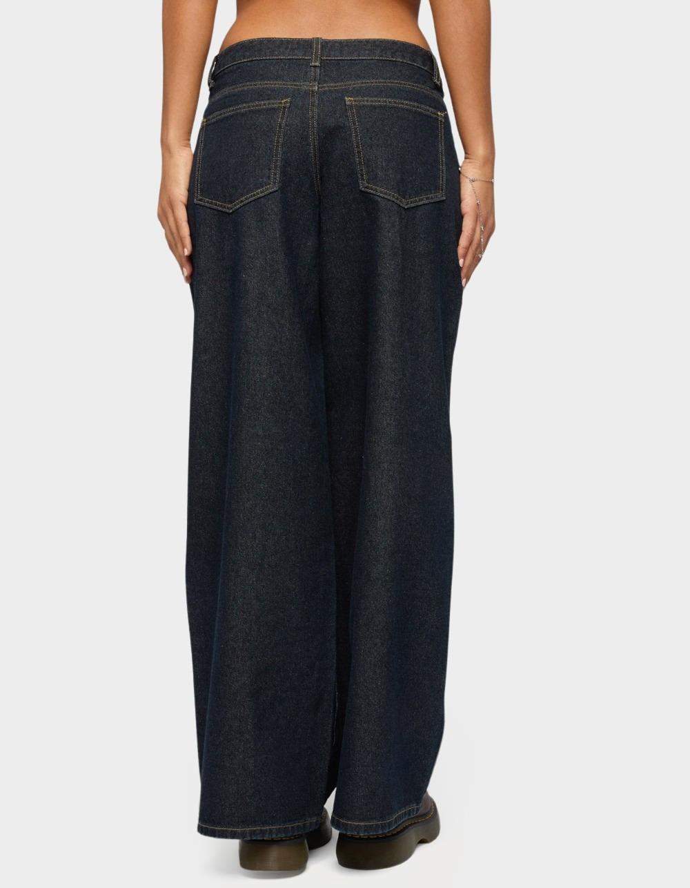 EDIKTED Pleated Low Rise Wide Leg Jeans - DARK BLUE