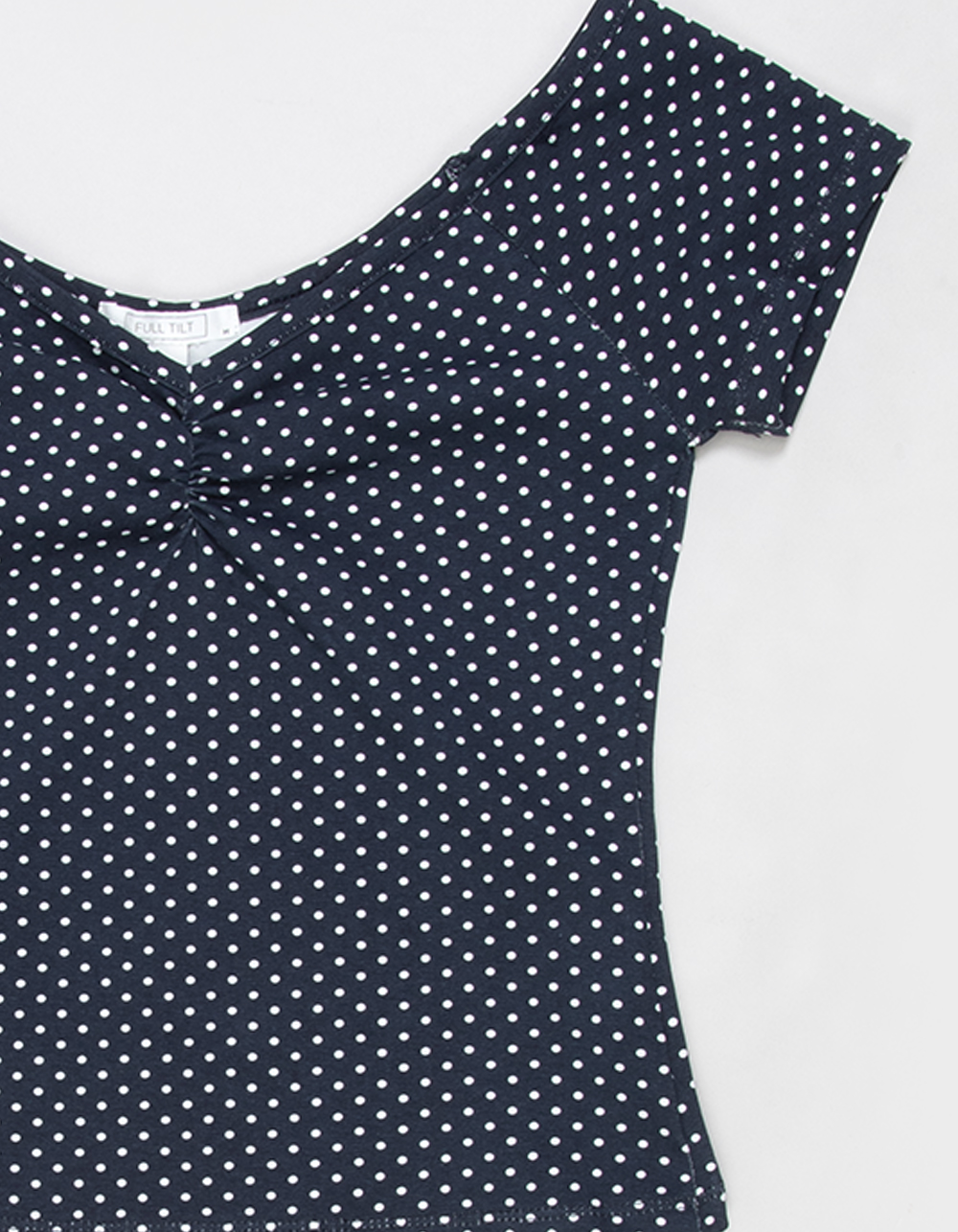 FULL TILT Off The Shoulder Girls Polka Dot Top - NAVY COMBO