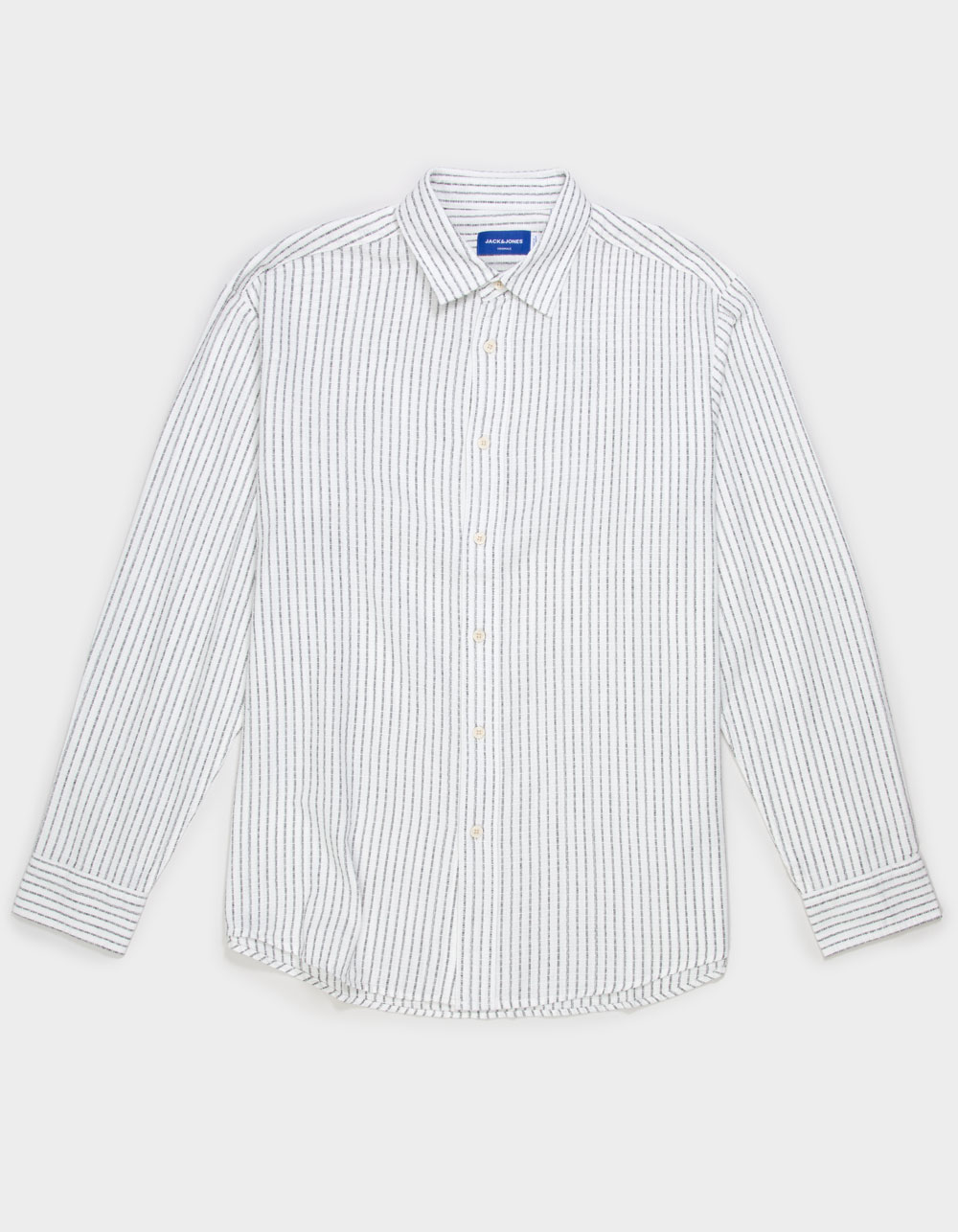 JACK & JONES James Split Stripe Mens Button Up Long Sleeve Shirt - WHITE/MULTI