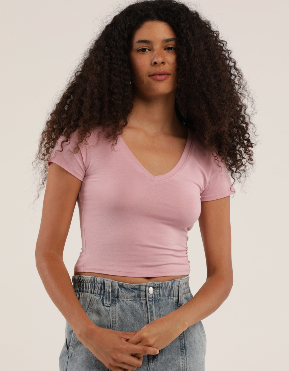 BOZZOLO V-Neck Womens Tee - PINK | Tillys