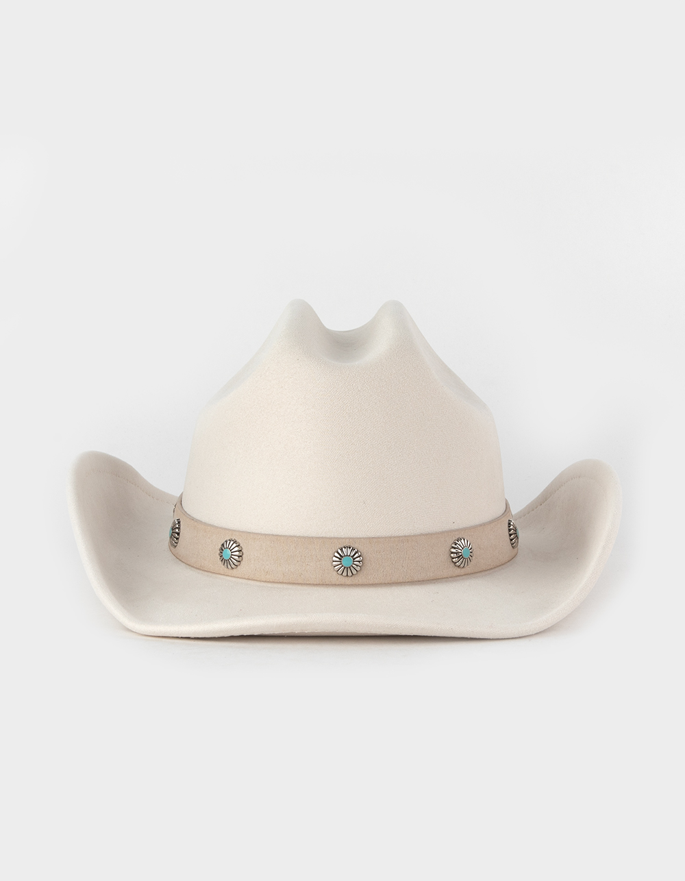 Turquoise Trim Faux Wool Womens Cowboy Hat IVORY Tillys