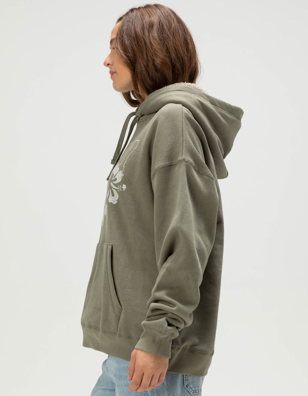 ROXY Shores Womens Sherpa Hoodie - OLIVE