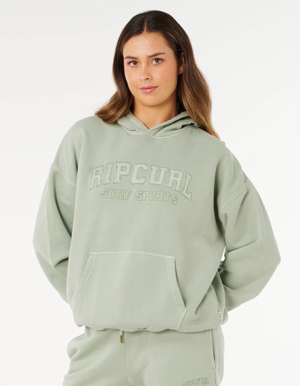 RIP CURL Varsity Sports Womens Oversized Hoodie - GRAY