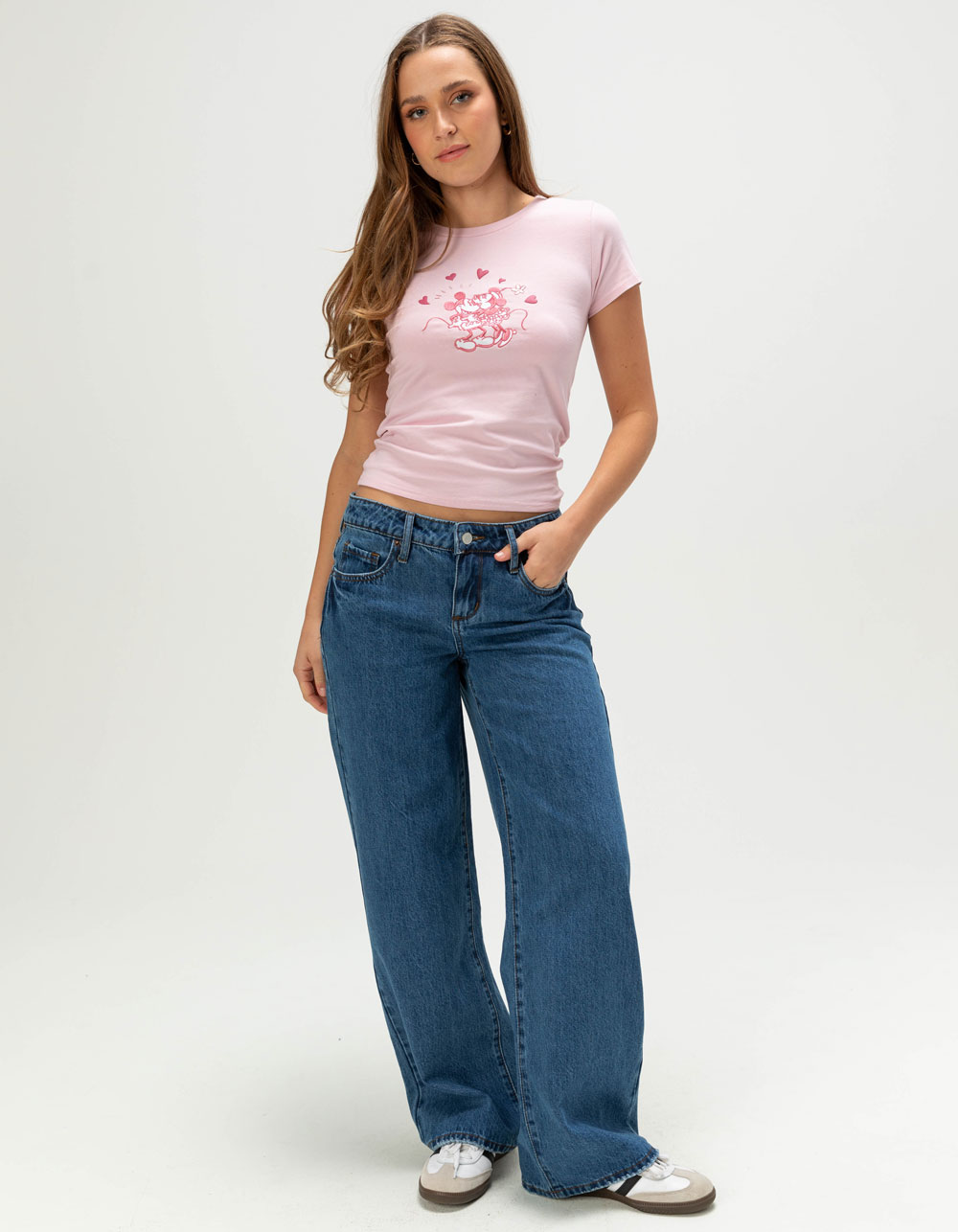 RSQ Disney Minnie Mouse Womens Baby Tee - PINK