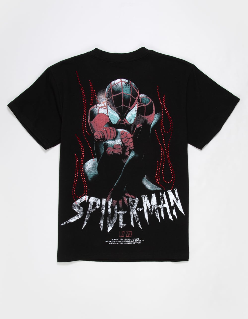 CVLA x Marvel Spider-Man Flames Boys Boxy Tee - BLACK