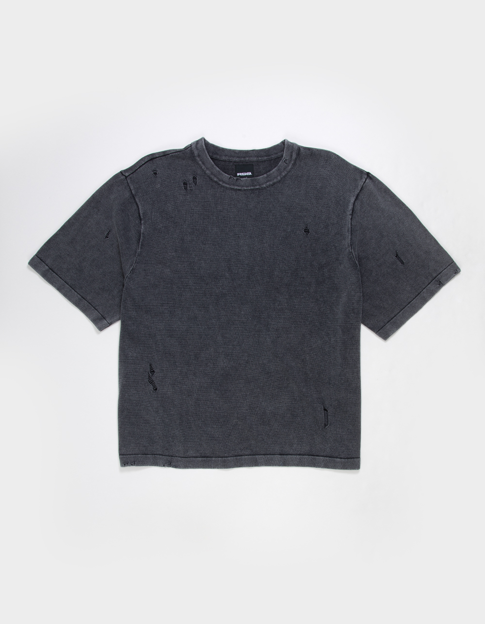 RSQ Distressed Mens Tee - WASHED BLACK