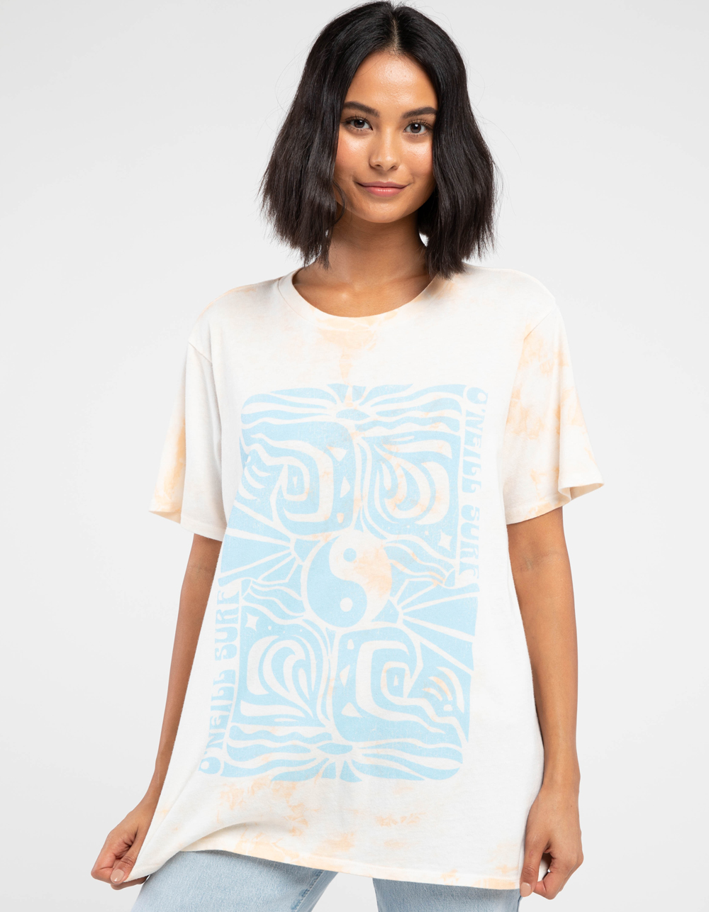 O'NEILL Block Print Womens Oversized Tee Cream Combo Tillys