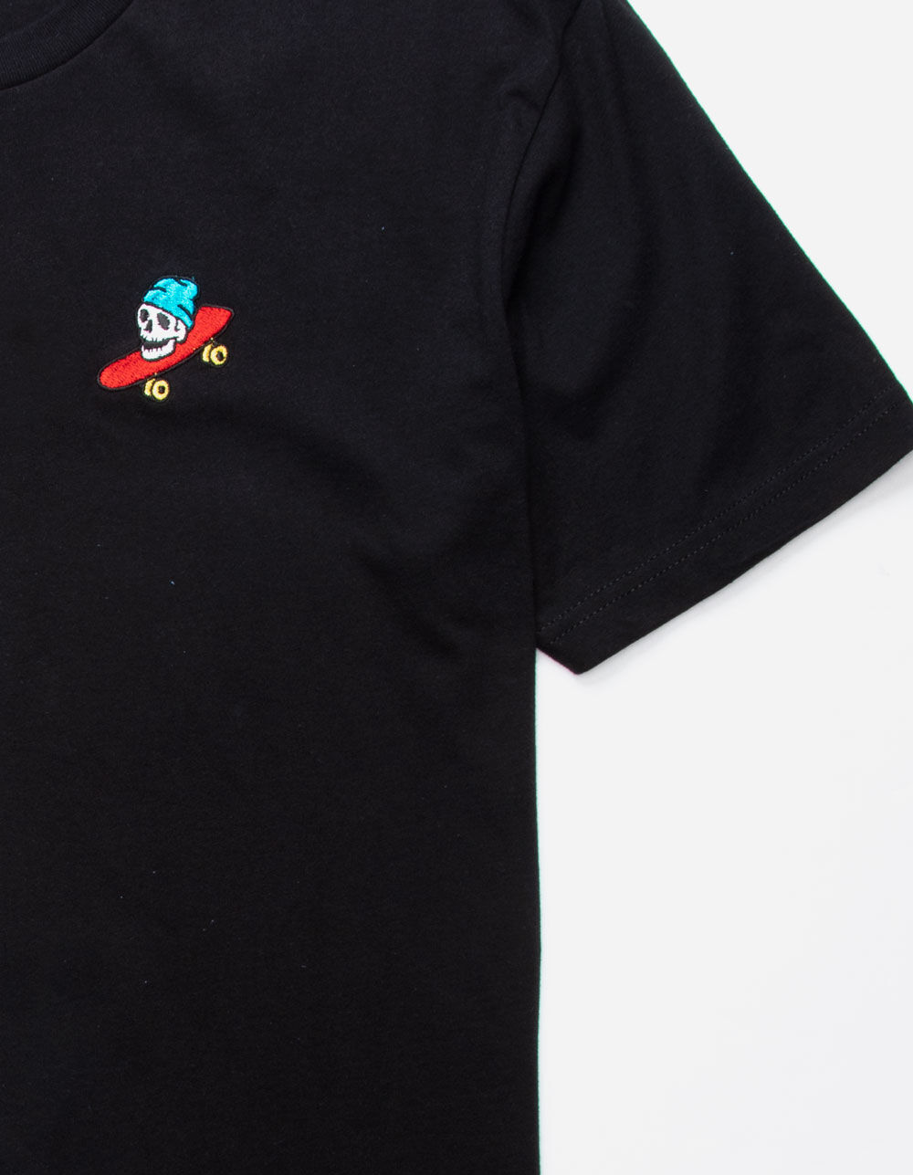 RIOT SOCIETY Skate Skeleton Head Embroidered Mens T-Shirt - BLACK | Tillys