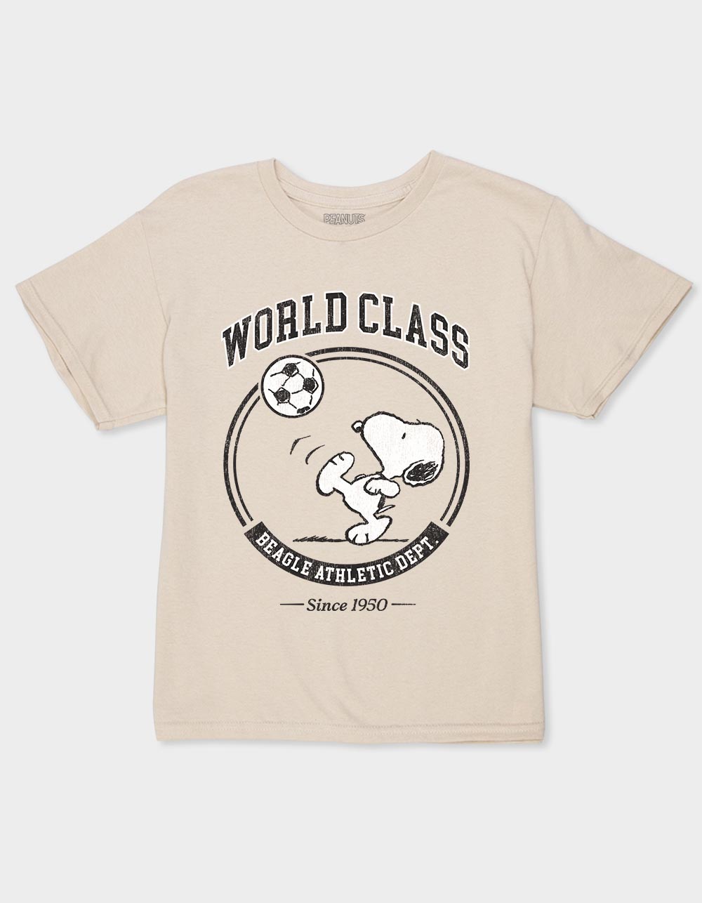 PEANUTS World Class Soccer Snoopy Unisex Kids Tee - SAND