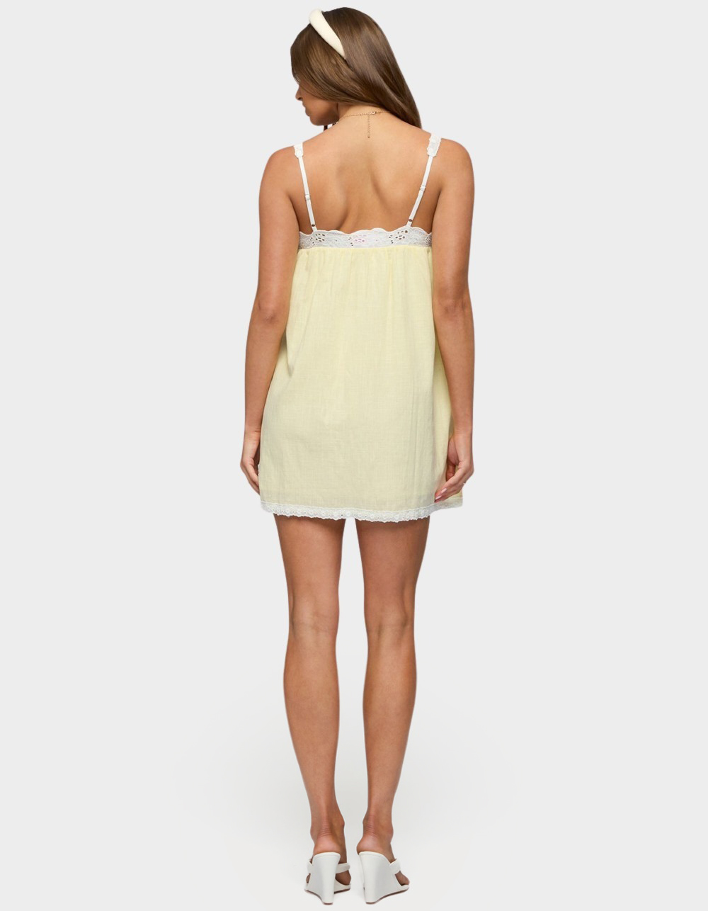 EDIKTED Hipla Contrast Lacey Cotton Dress - YELLOW