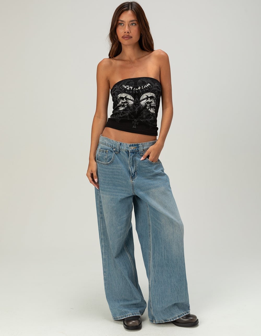 AFFLICTION Collapse Womens Tube Top - BLACK