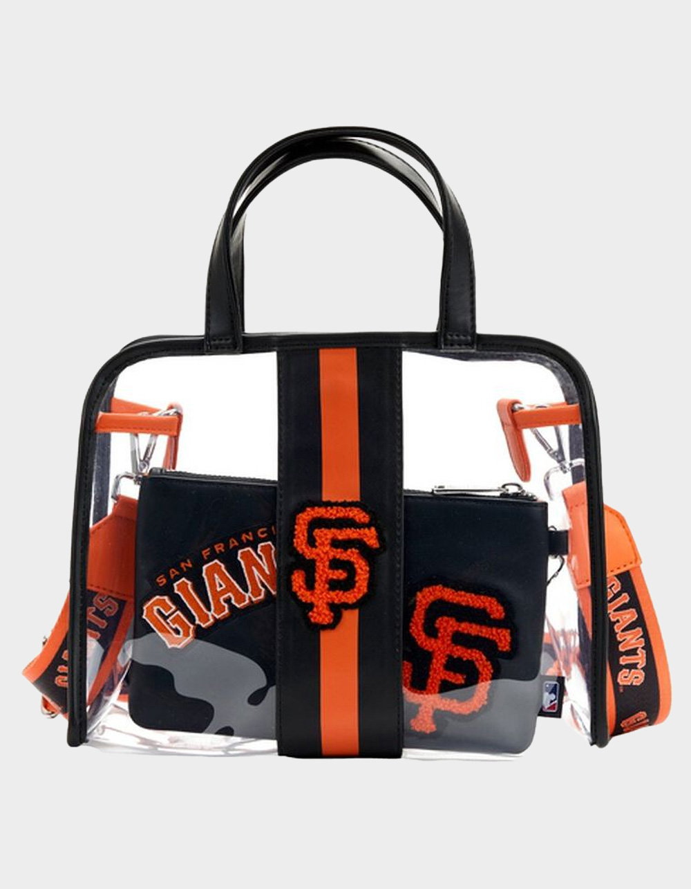 LOUNGEFLY x MLB SF Giants Stadium Crossbody Bag with Pouch CLEAR