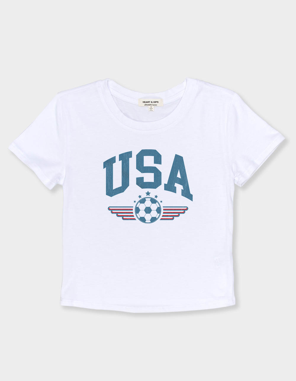SOCCER USA Wings Womens Baby Tee - WHITE
