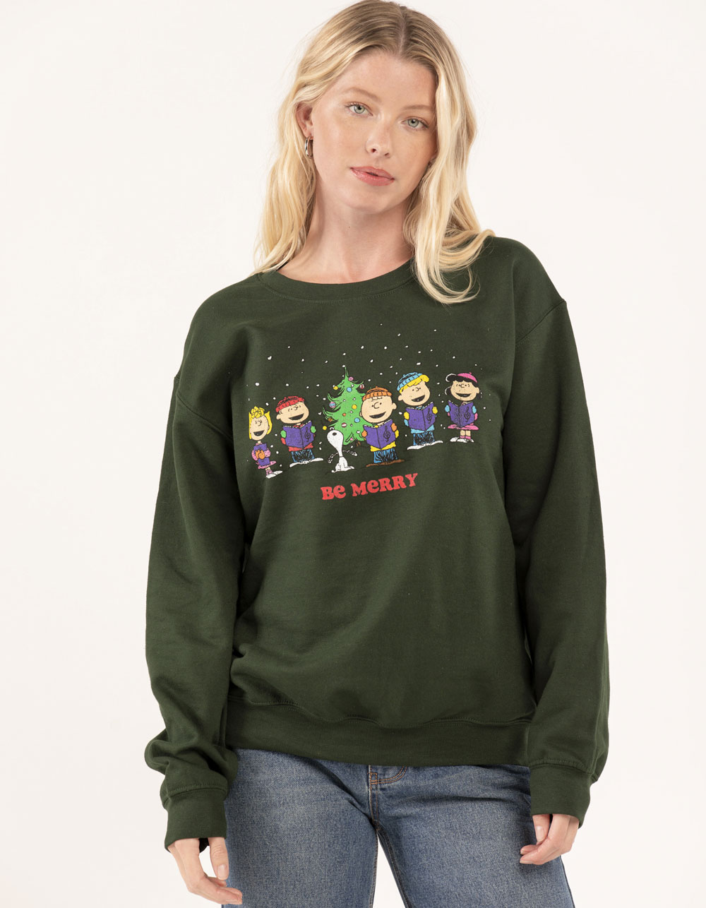 PEANUTS Merry Christmas Womens Crewneck Sweatshirt
