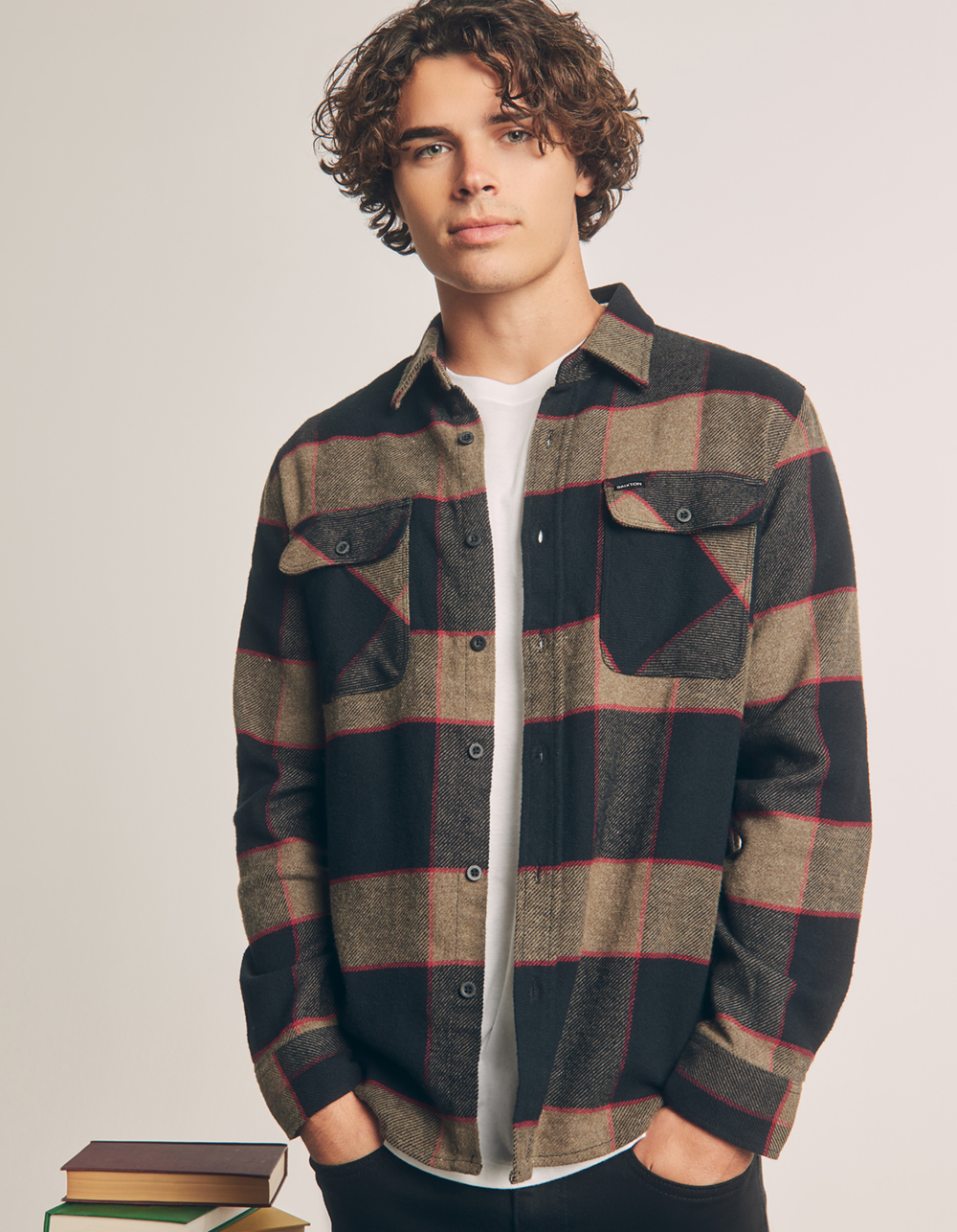 BRIXTON Bowery Mens Flannel - HEATHER GRAY