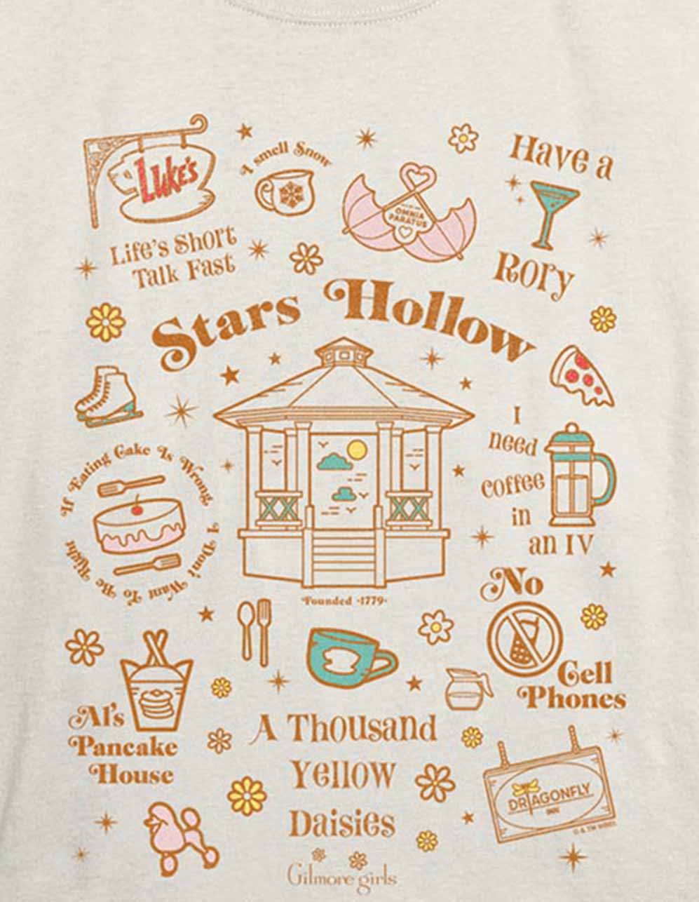 GILMORE GIRLS Stars Hollow Jumble Unisex Tee - CREAM